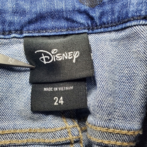 Disney women 24 Denim Jean Shorts Overalls Romper Mickey Mouse - Picture 8 of 9